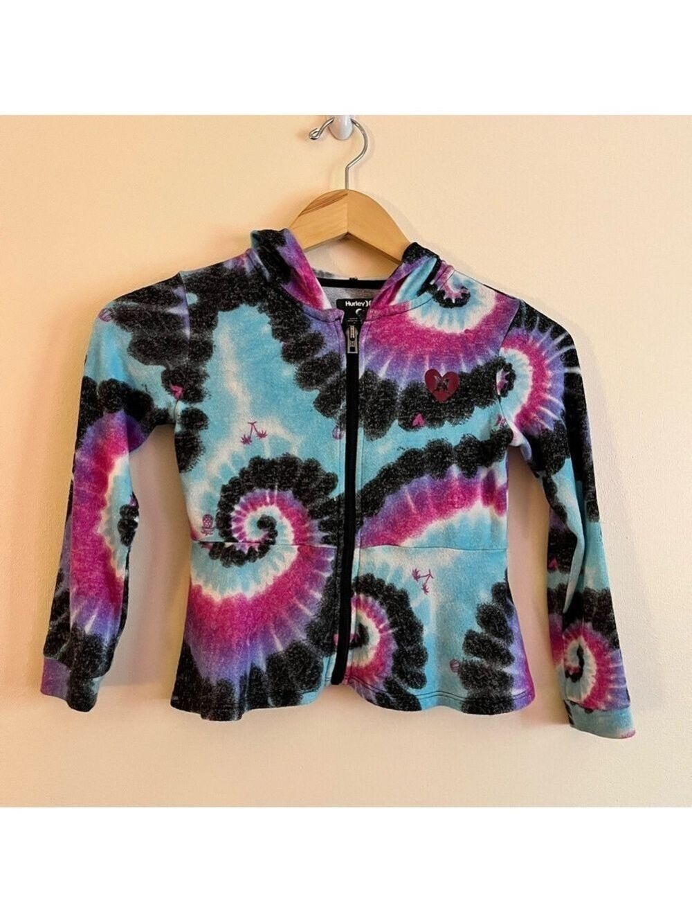 Hurley toddler girl Multicolor Tie-Dye Jacket hoodie tropical pink blue sz 4 XS